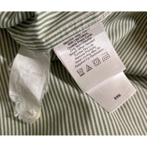 Eddie Bauer Relaxed Fit Men XL Green White Striped Short Sleeve Button Up Shirt - Picture 9 of 9